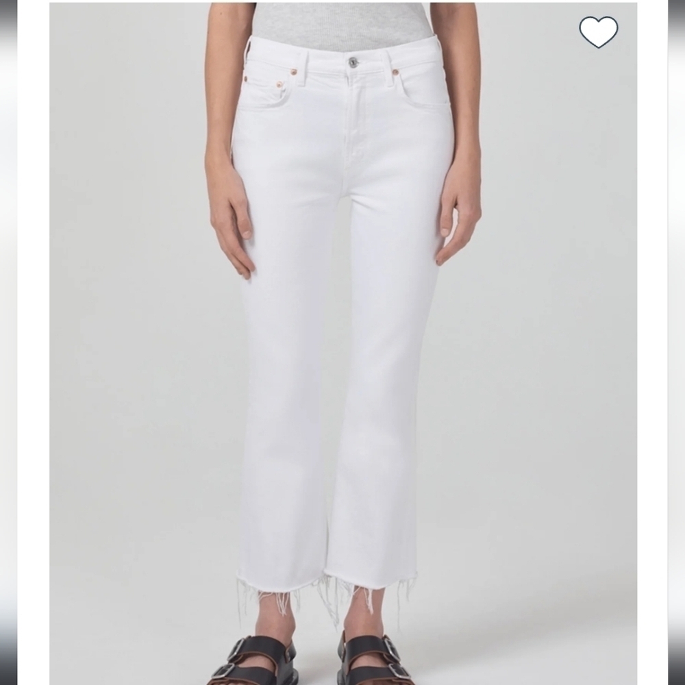 Citizens of Humanity Isola Cropped Boot in Mayfair Raw Hem White Size 25